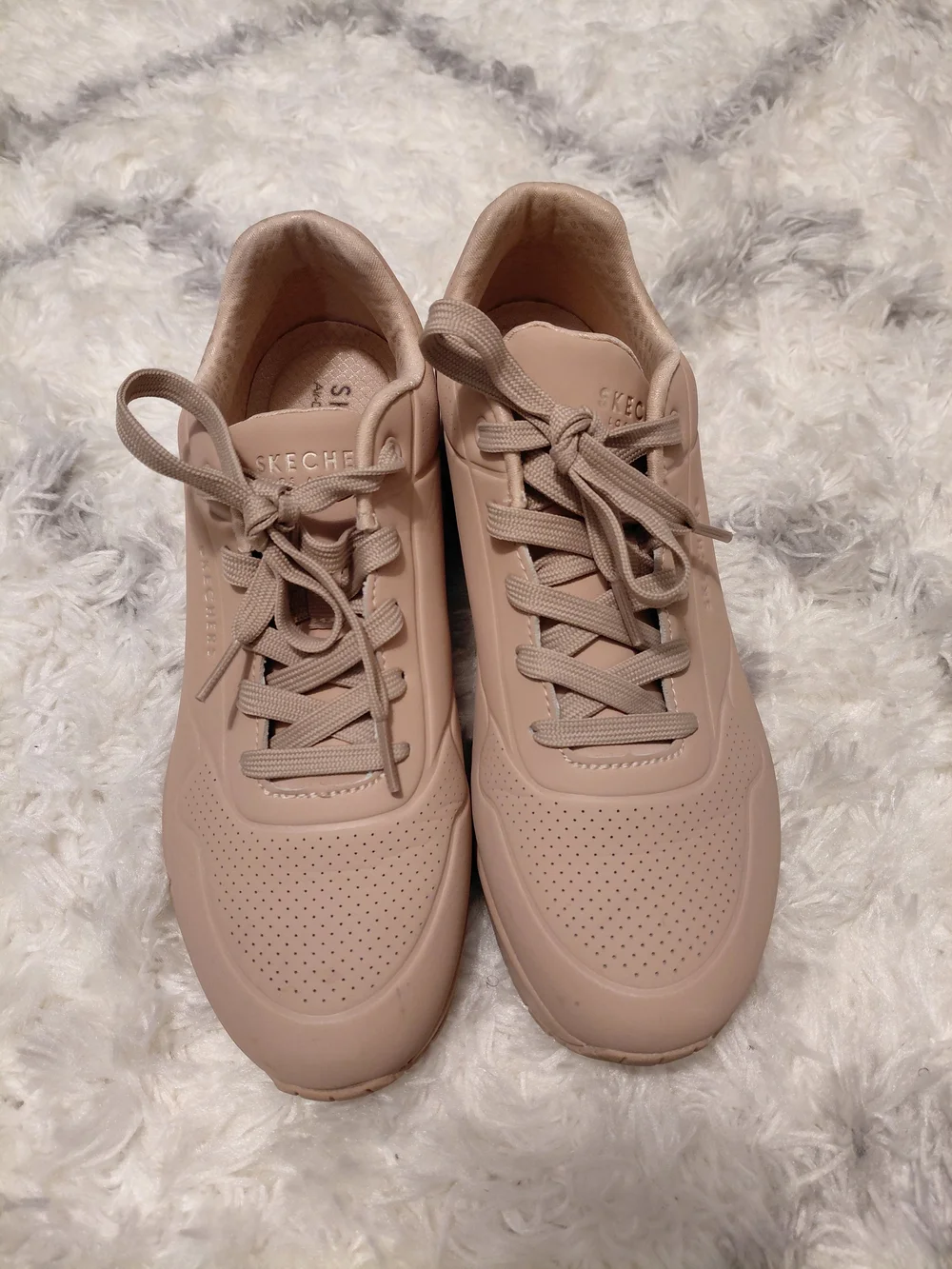 Skechers Women's Beige Casual Lace-Up Sneakers - Picture 1 of 10